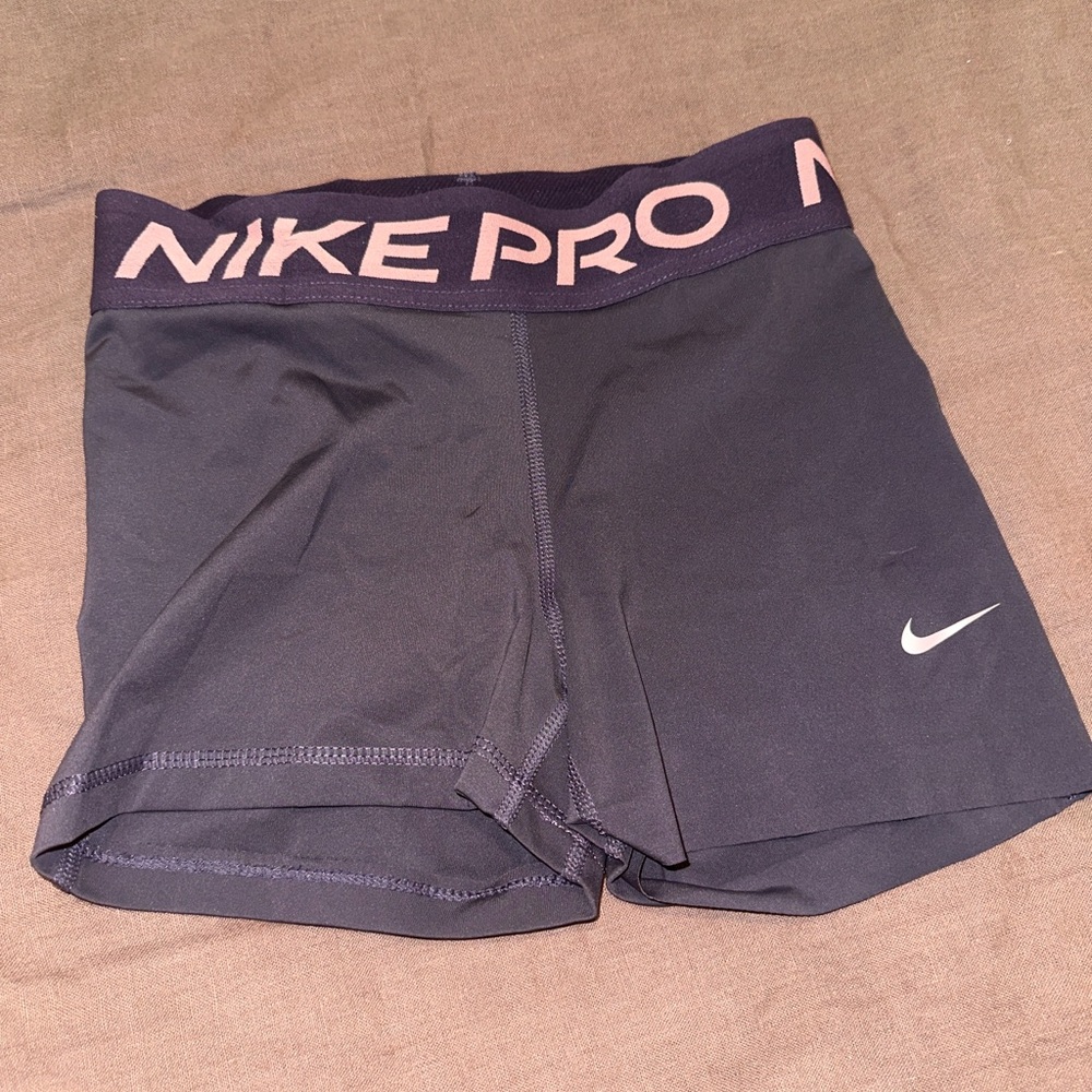 Nike Pro Purple Bike Shorts with Pink Logo